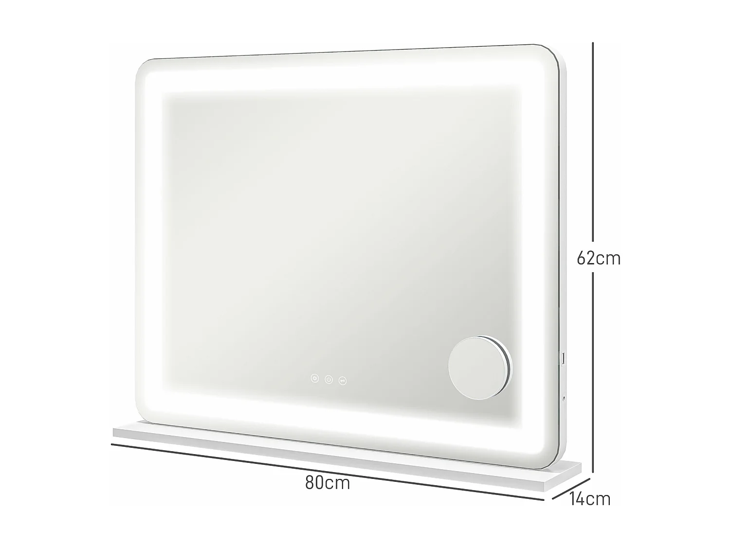 Miroir Lumineux LED tactile intensité 3 modes d'éclairage grossissement 10X charge USB
