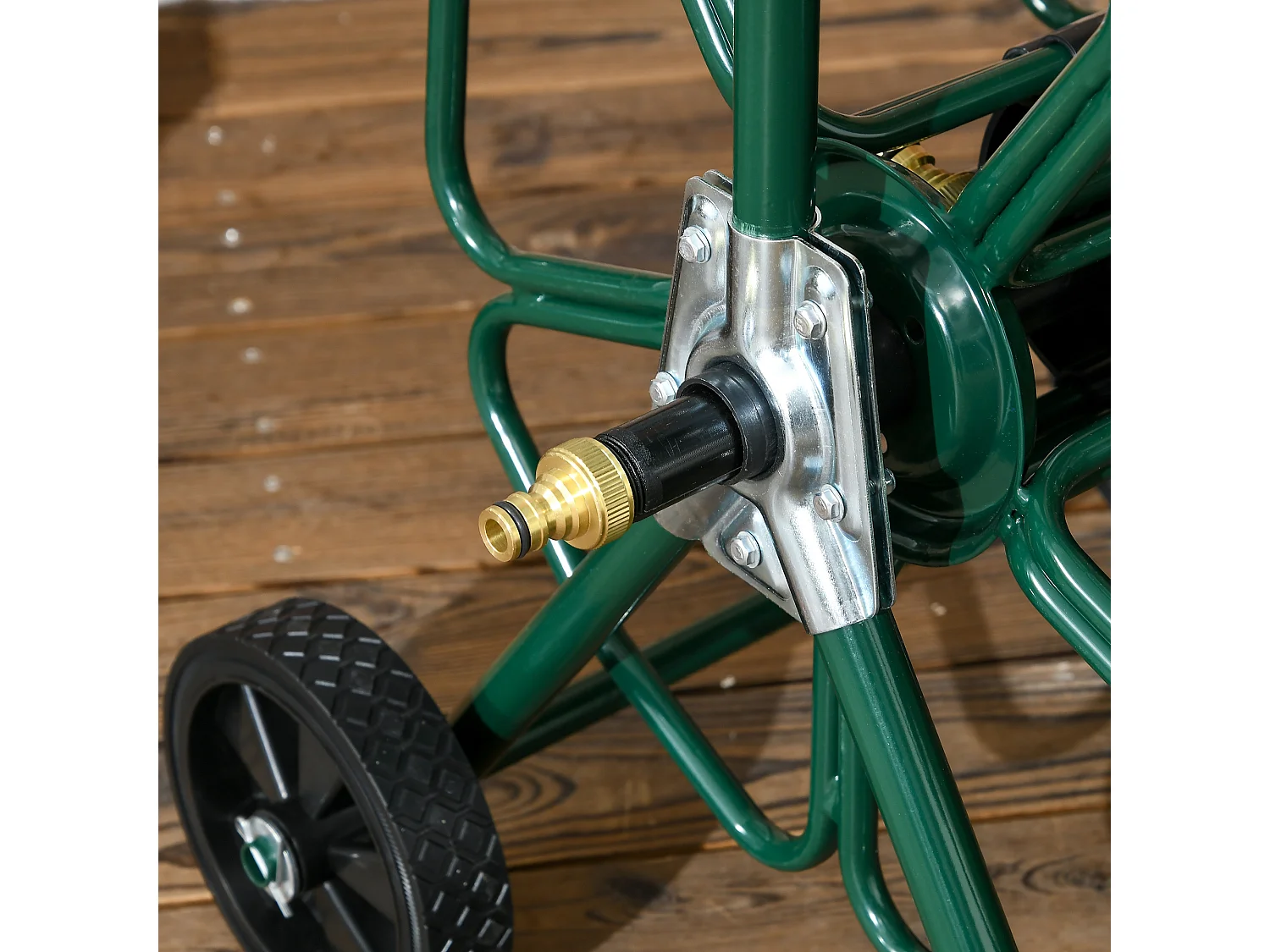 Dévidoir sur 2 roues 30 m - dévidoir métal - dévidoir chariot - enrouleur tuyau d'arrosage - métal vert