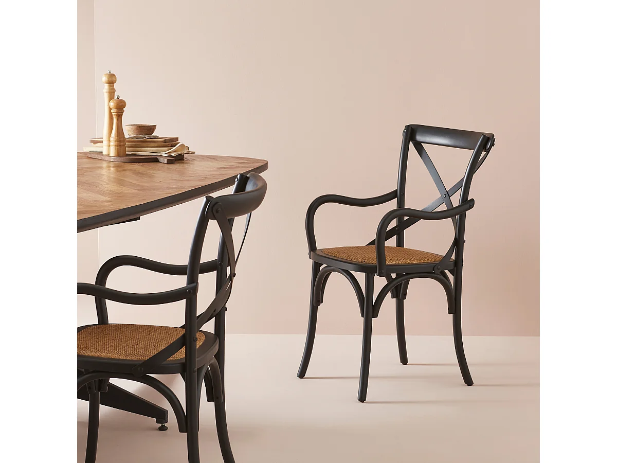 Set van 2 bridge fauteuils van massief hout en webbing L62 cm - BISTROT