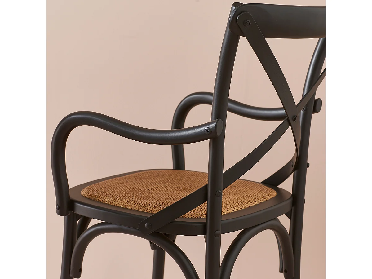 Set van 2 bridge fauteuils van massief hout en webbing L62 cm - BISTROT