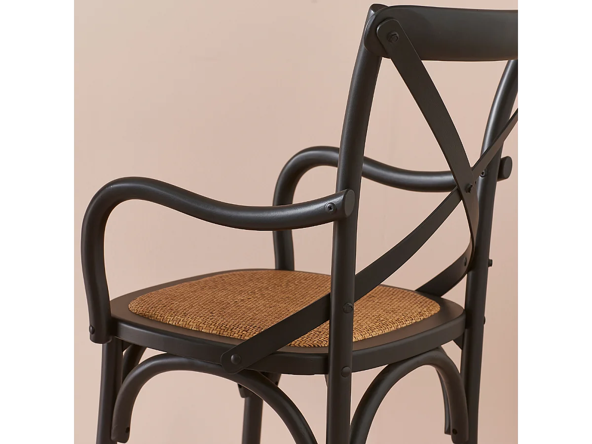 Set van 2 bridge fauteuils van massief hout en webbing L62 cm - BISTROT