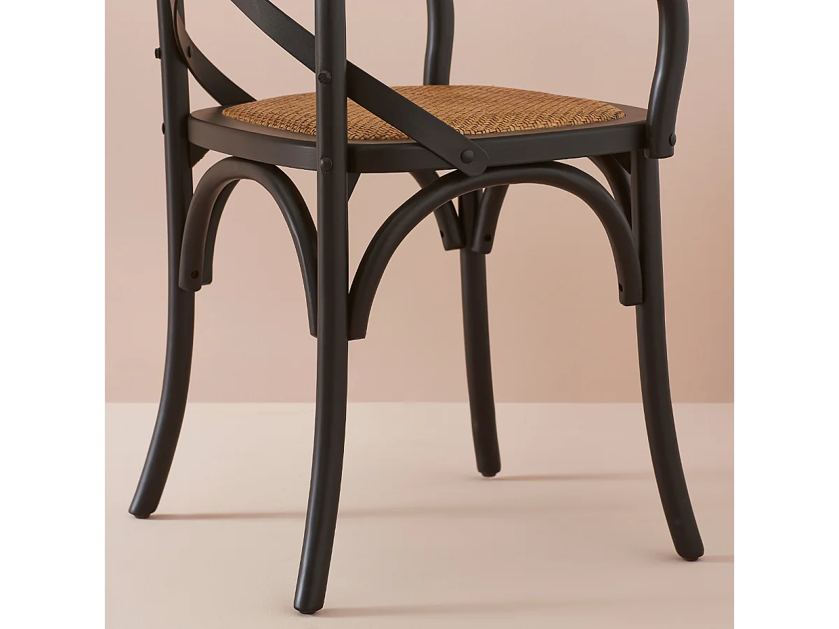 Set van 2 bridge fauteuils van massief hout en webbing L62 cm - BISTROT