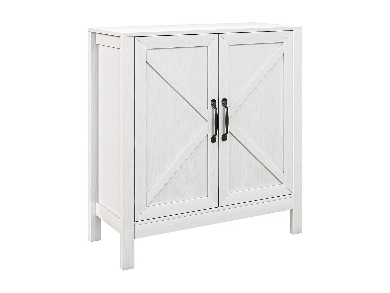 Buffet 2 portes étagère style rustique chic - dim. 80L x 35l x 85H cm - blanc