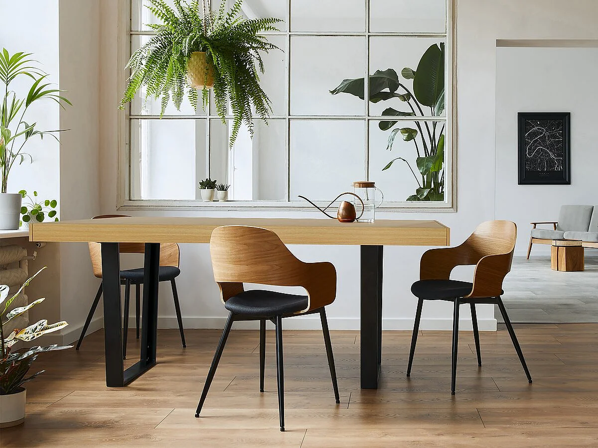 Mesa de jantar "Eloise" em madeira marrom 200x90cm para 8 pessoas