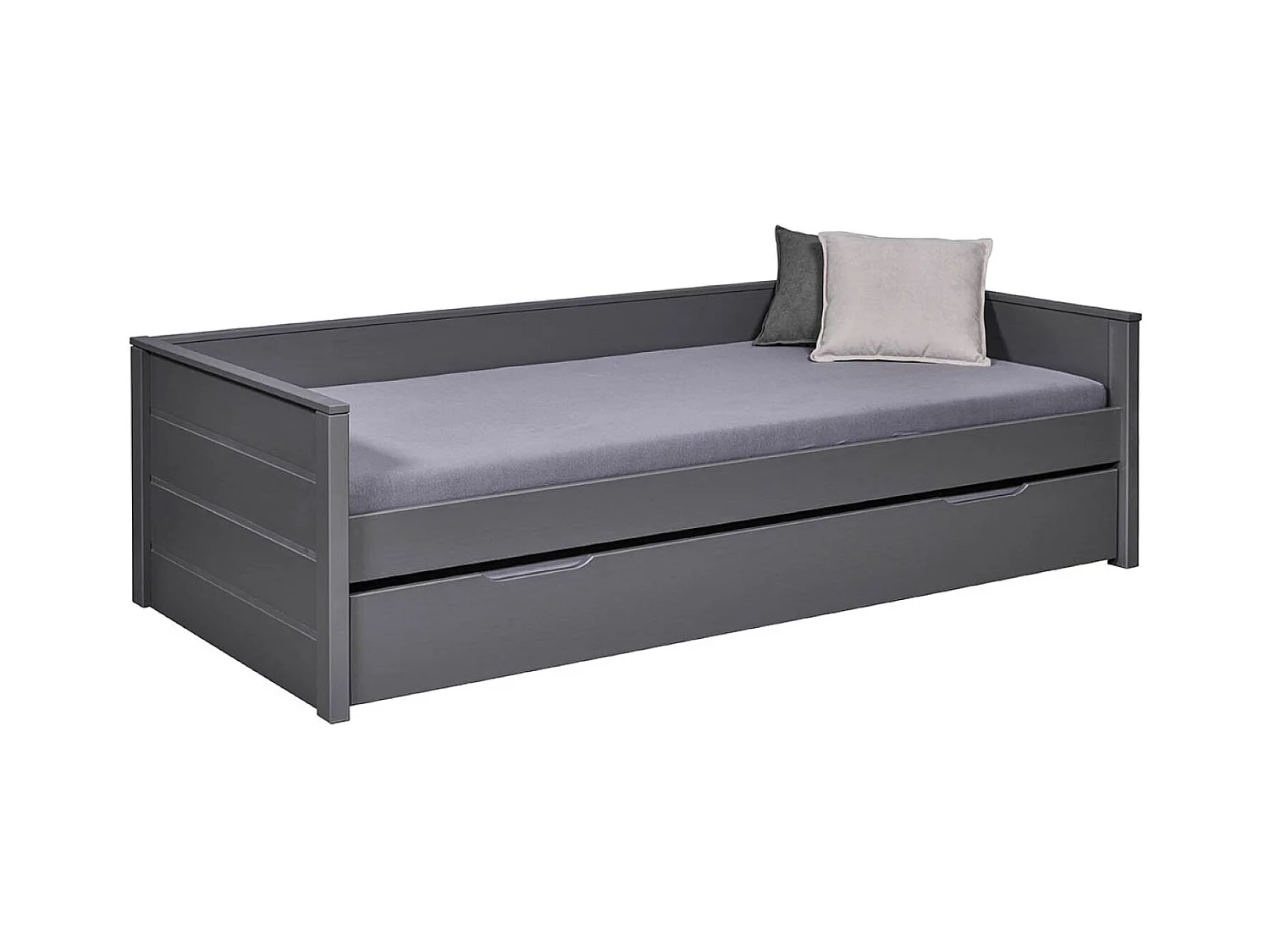 Lit multi fonction pour enfant en bois coloris gris, couchage  90x200 avec sommier - longueur  208 x profondeur 98 x hauteur 60 cm