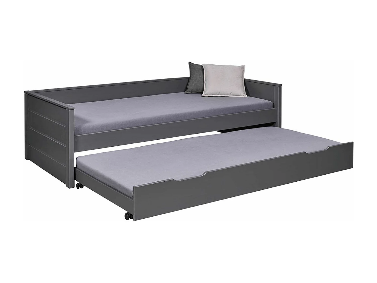 Lit multi fonction pour enfant en bois coloris gris, couchage  90x200 avec sommier - longueur  208 x profondeur 98 x hauteur 60 cm