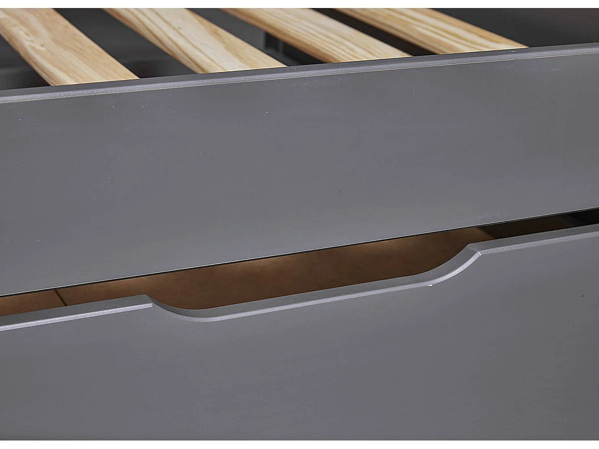 Lit multi fonction pour enfant en bois coloris gris, couchage  90x200 avec sommier - longueur  208 x profondeur 98 x hauteur 60 cm