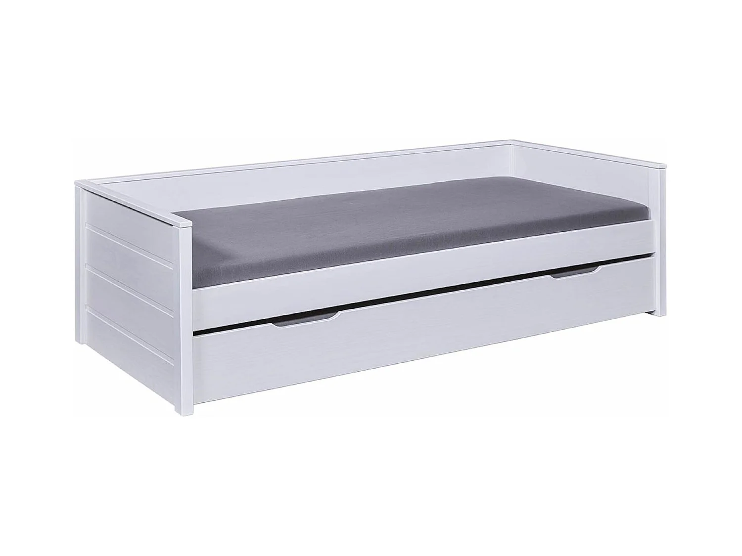 Lit multi fonction pour enfant en bois coloris blanc, couchage 90x200 avec sommier - longueur  208 x profondeur 98 x hauteur 60 cm