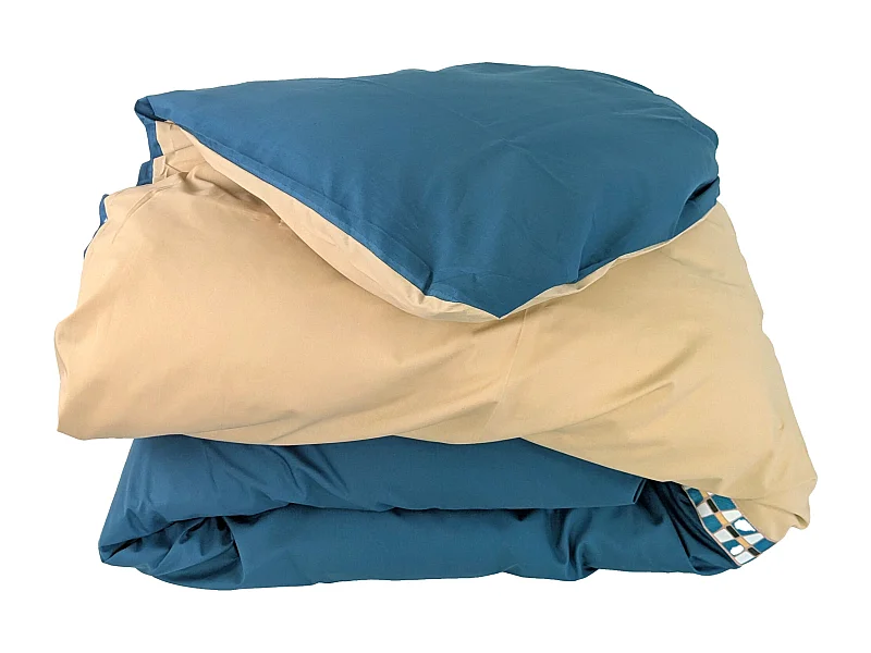 Housse de couette 240x220 cm en percale de coton LINOA bleu cobalt