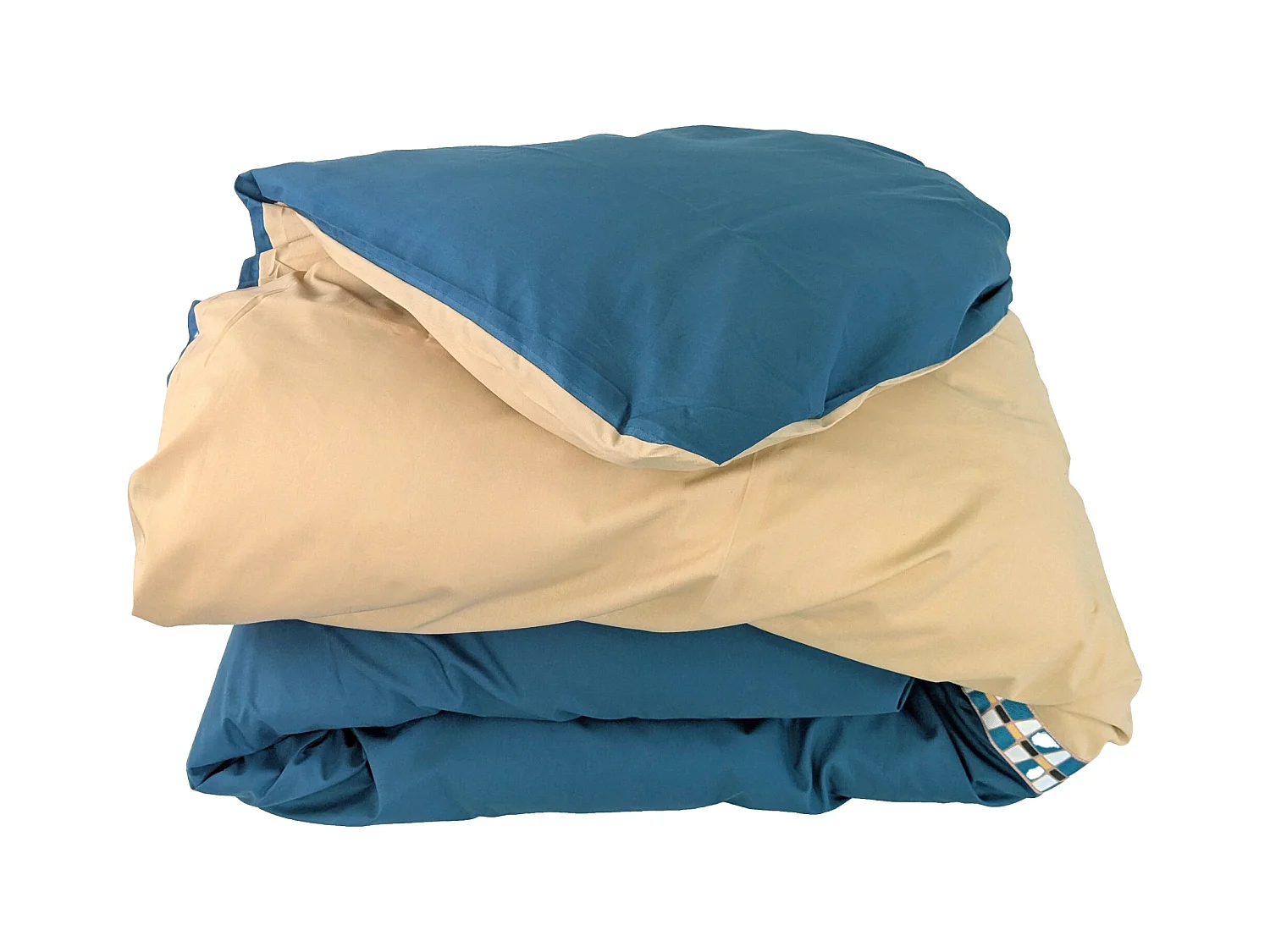 Housse de couette 140x200 cm en percale de coton LINOA bleu cobalt