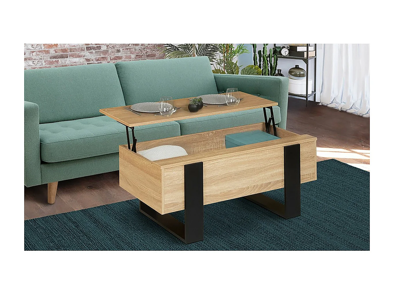 Mesa de centro "Eloise" com tampo elevatório - Marrom