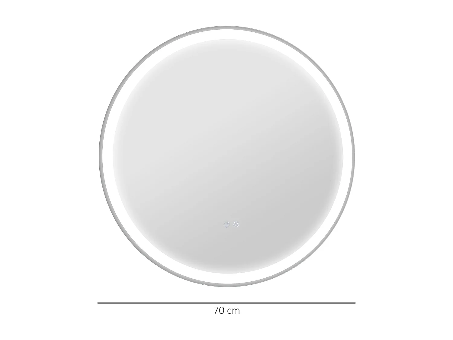 Miroir rond lumineux LED de salle de bain 23 W Ø 70 cm tactile antibuée blanc argent