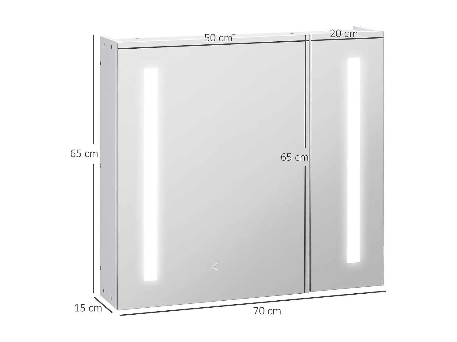Armoire de toilette miroir lumineux LED 2 portes 3 niv. blanc