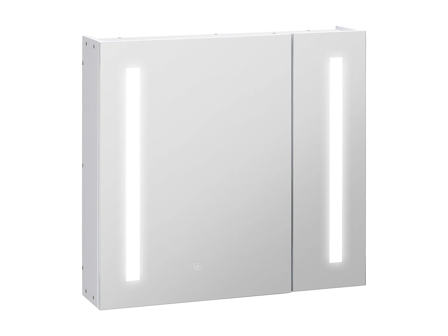 Armoire de toilette miroir lumineux LED 2 portes 3 niv. blanc