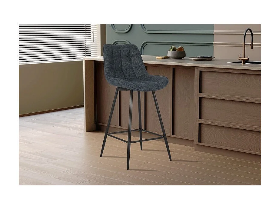 Set di 2 sgabelli da bar stile vintage in tessuto colore blu scuro collezione ALTO