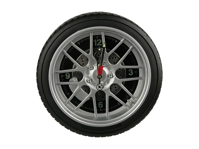 Horloge murale roue de voiture LED avec pneu