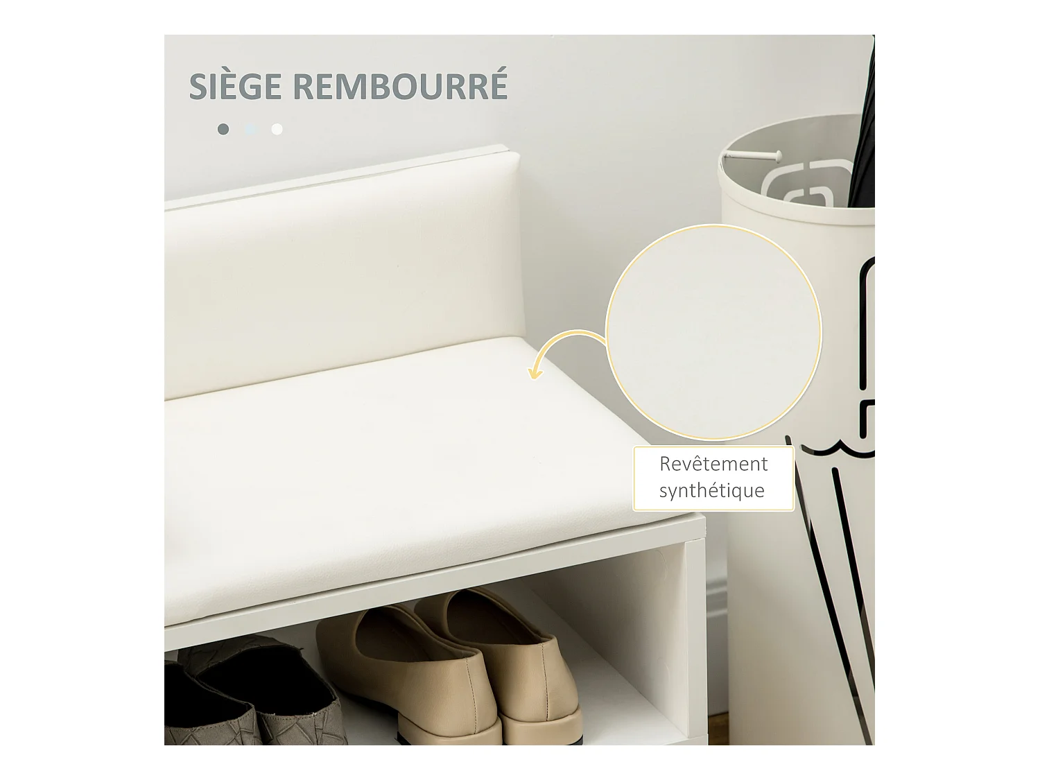 Banc meuble à chaussures 2 en 1 style scandinave - porte, niche, étagère - bois pin blanc