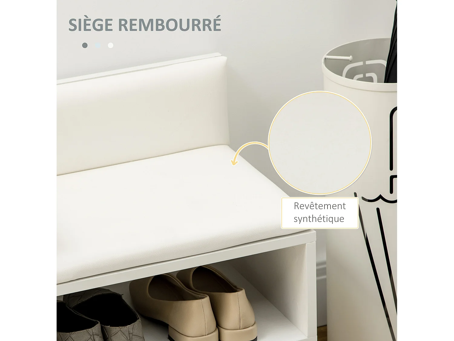 Banc meuble à chaussures 2 en 1 style scandinave - porte, niche, étagère - bois pin blanc