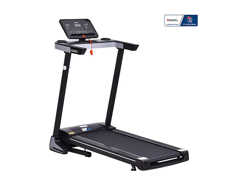 Tapis de course pliable - collaboration Aosom.fr x FFHandball - 1-12 Km/h 500 W écran LCD 12 programmes noir