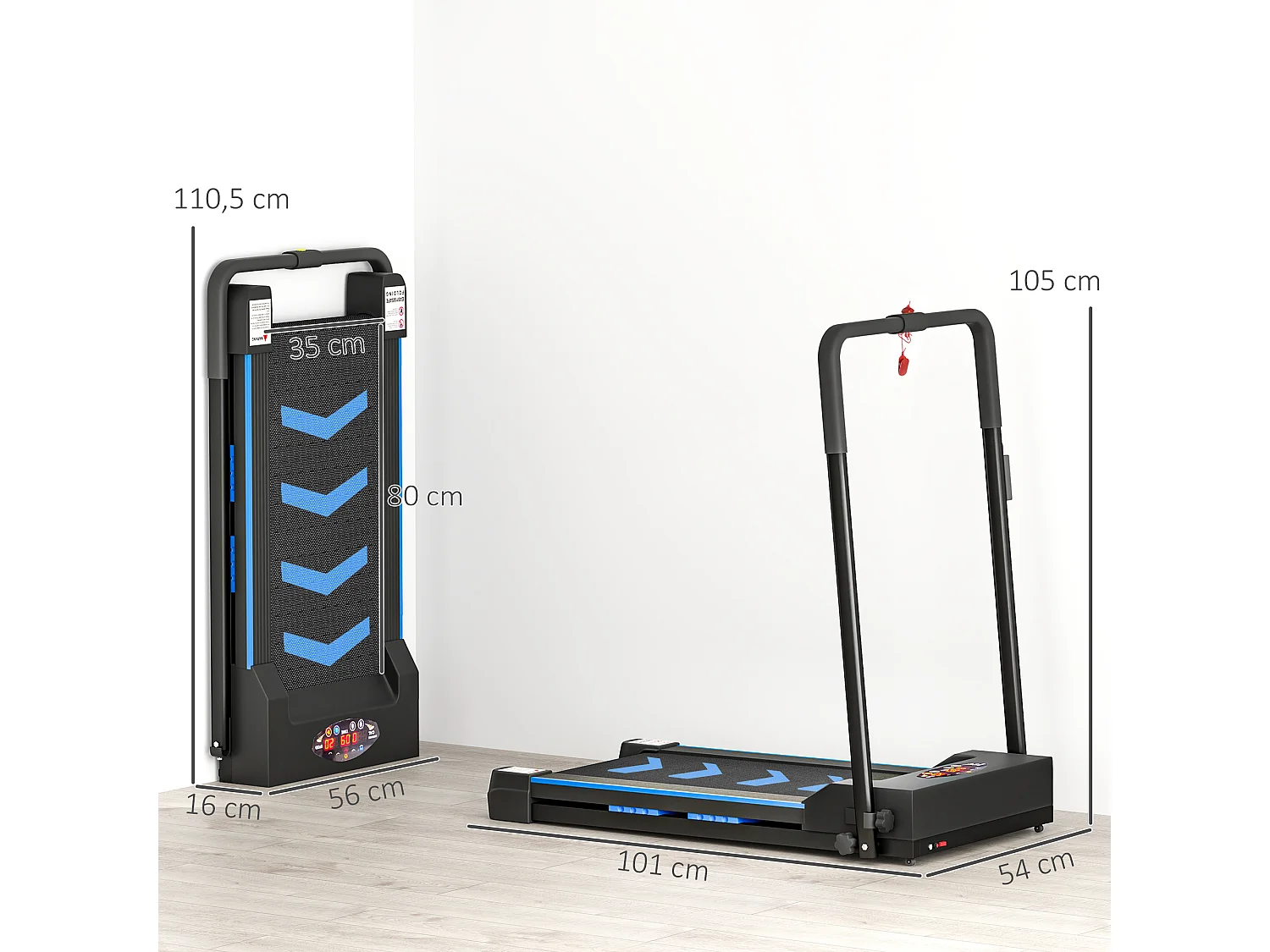 Tapis de course pliable - tapis de marche 6 Km/h max. 370 W - collaboration Aosom.fr x FFHandball - orange noir