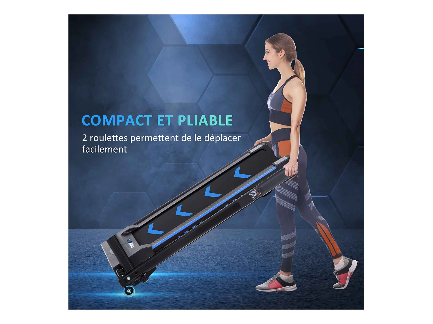 Tapis de course pliable - tapis de marche 6 Km/h max. 370 W - collaboration Aosom.fr x FFHandball - orange noir