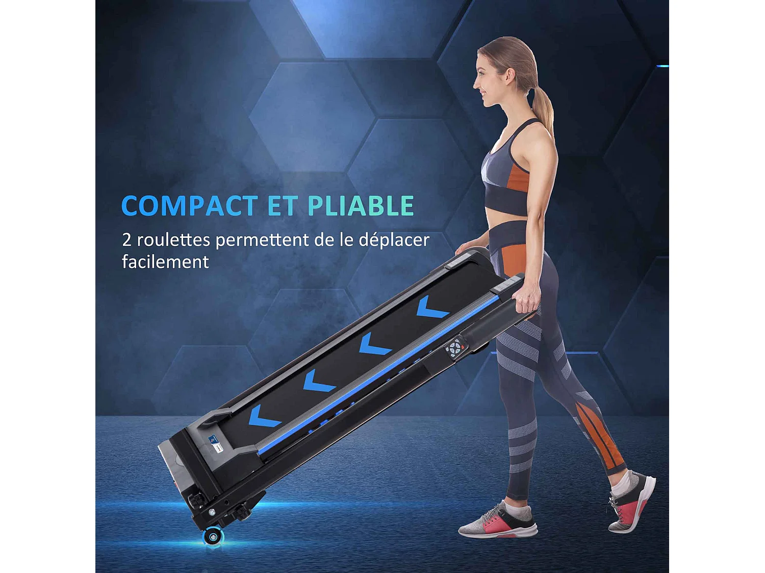 Tapis de course pliable - tapis de marche 6 Km/h max. 370 W - collaboration Aosom.fr x FFHandball - orange noir