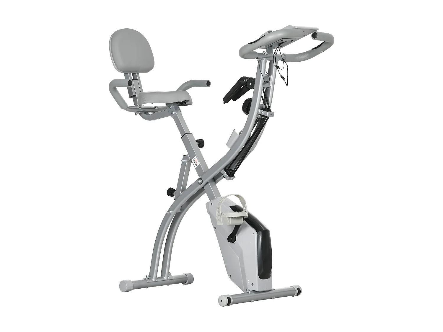 Vélo d'appartement pliant 8 niveaux de réitance magnétique doier elle réglable poignée ergonomique écran LCD multifonction upenion upport tablette acier gri