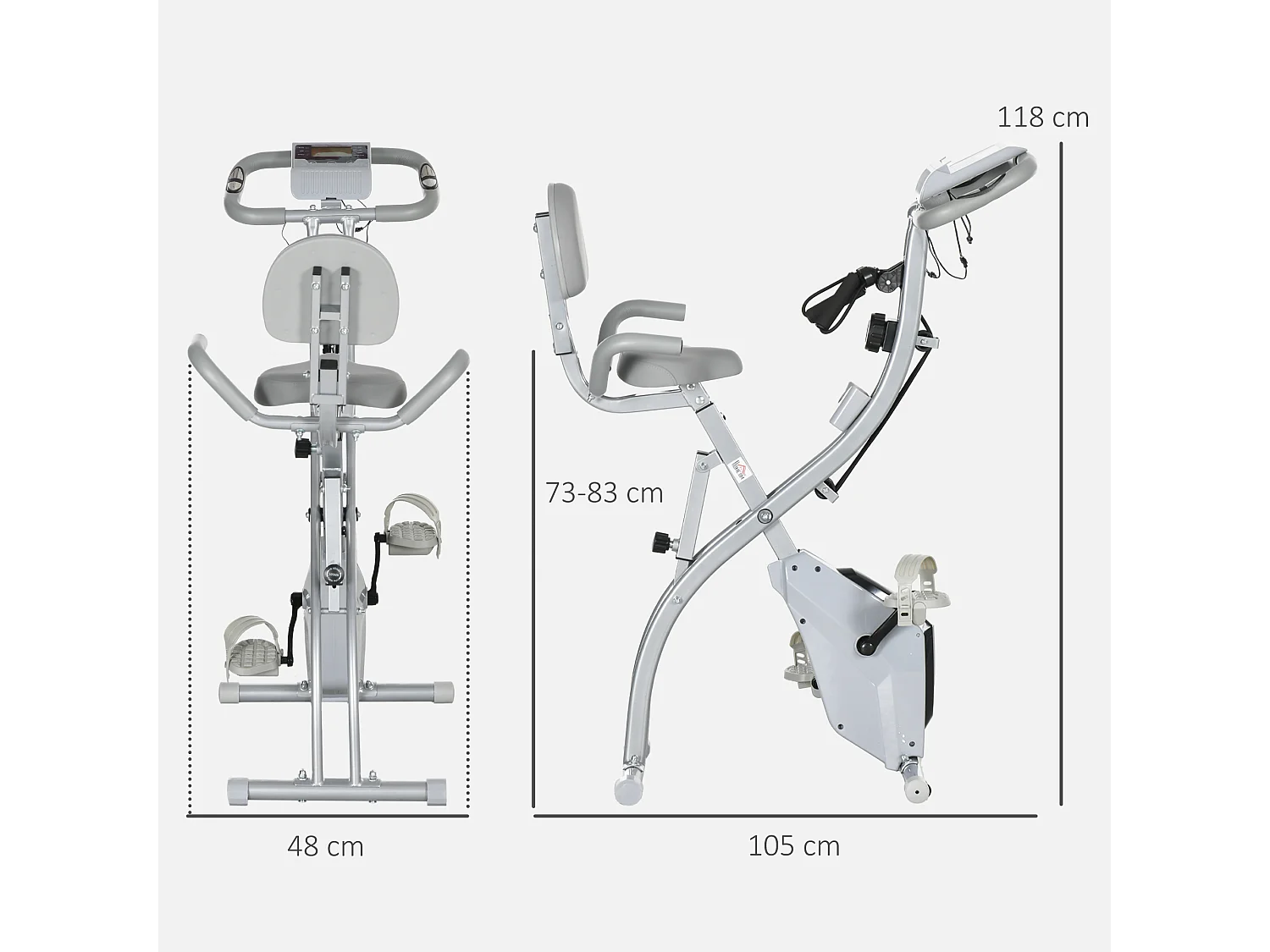 Vélo d'appartement pliant 8 niveaux de réitance magnétique doier elle réglable poignée ergonomique écran LCD multifonction upenion upport tablette acier gri