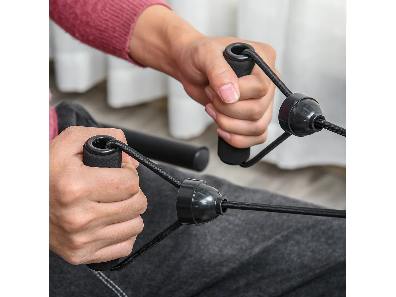 Vélo d'appartement semi-allongé magnétique écran LCD multifonction selle réglable 2 bandes résistance acier noir