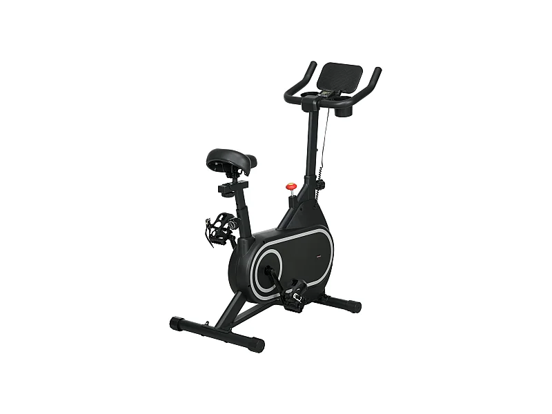 Vélo d'appartement réglable - vélo biking cardio - volant d'inertie 4 Kg, écran LCD, support Ipad, porte-gobelet - acier noir