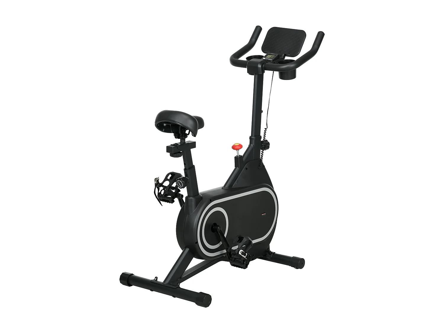 Vélo d'appartement réglable - vélo biking cardio - volant d'inertie 4 Kg, écran LCD, support Ipad, porte-gobelet - acier noir