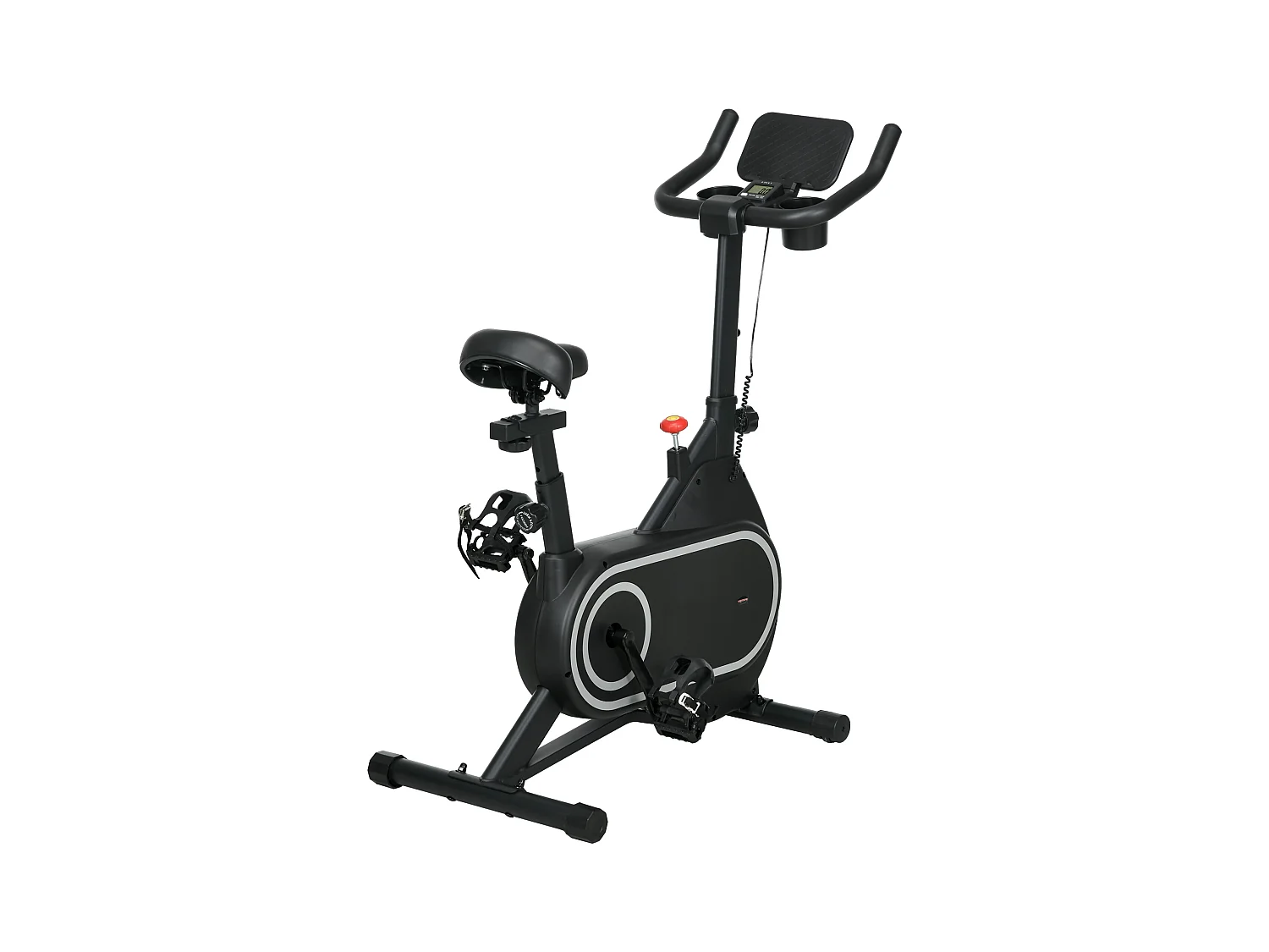 Vélo d'appartement réglable - vélo biking cardio - volant d'inertie 4 Kg, écran LCD, support Ipad, porte-gobelet - acier noir