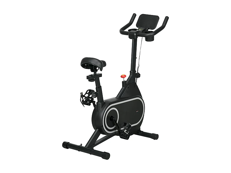 Vélo d'appartement réglable - vélo biking cardio - volant d'inertie 4 Kg, écran LCD, support Ipad, porte-gobelet - acier noir