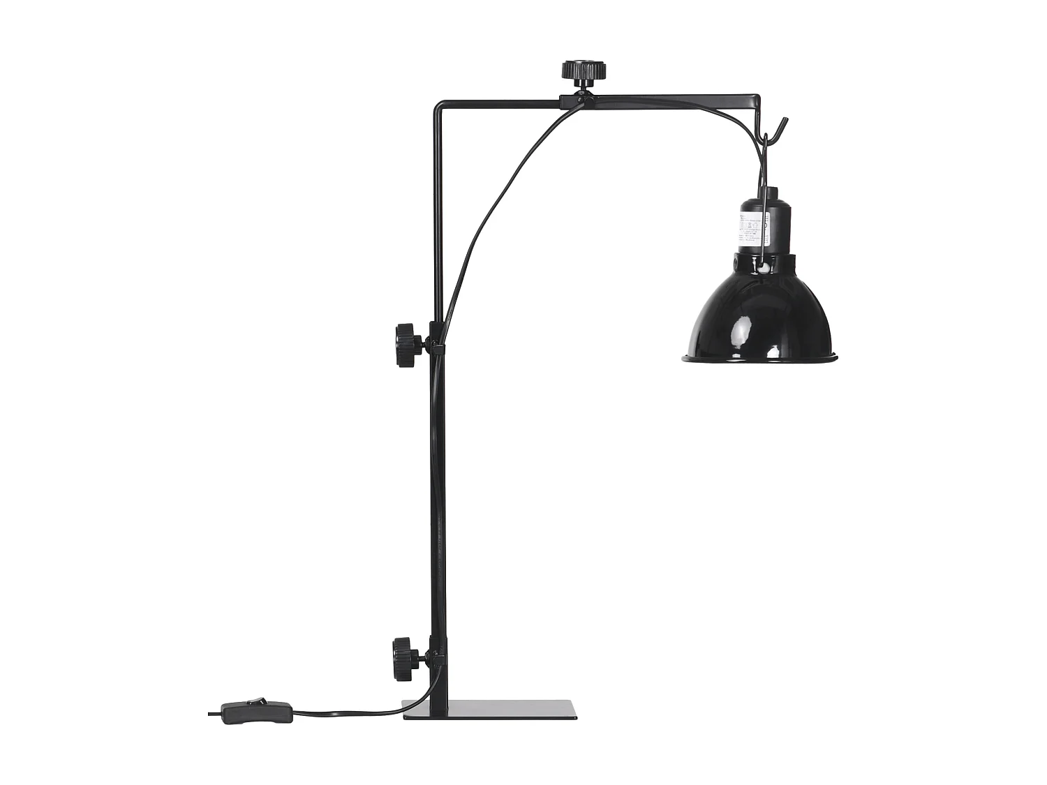 Support de lampe chauffante pour reptile - hauteur largeur réglables - acier noir