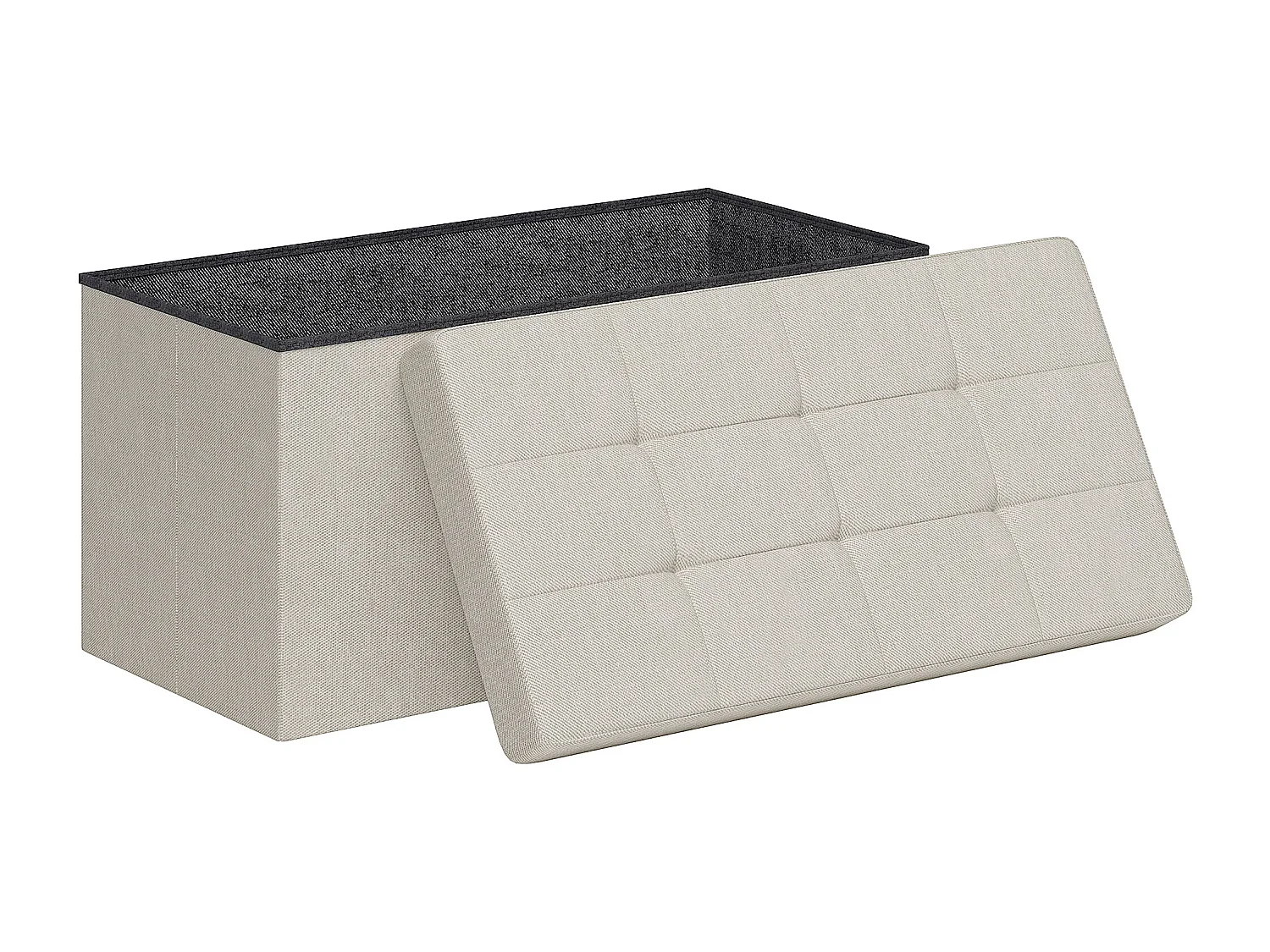 Banc coffre style Chesterfield effet capitonné dim.76L x 38l x 38H cm tissu blanc cassé