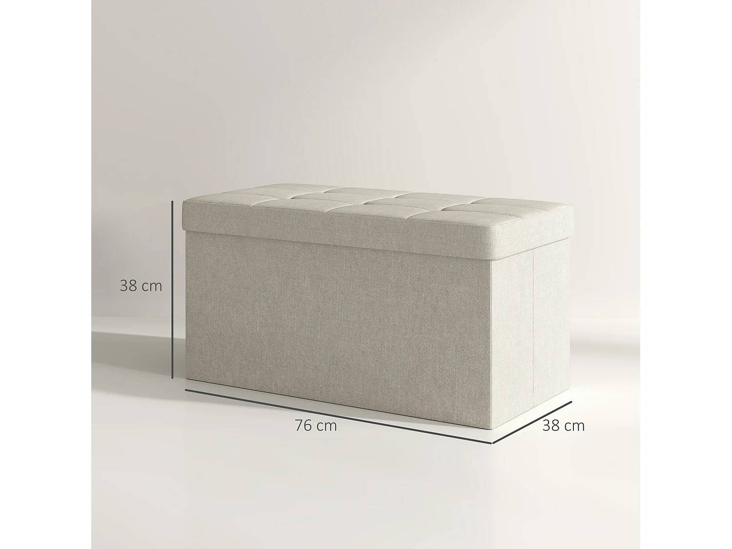 Banc coffre style Chesterfield effet capitonné dim.76L x 38l x 38H cm tissu blanc cassé