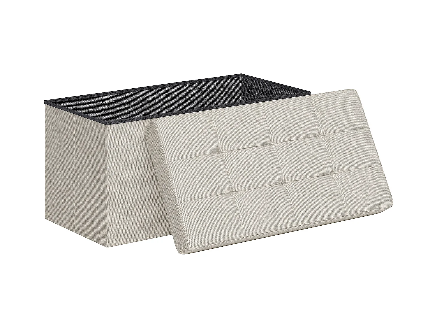 Banc coffre style Chesterfield effet capitonné dim.76L x 38l x 38H cm tissu blanc cassé