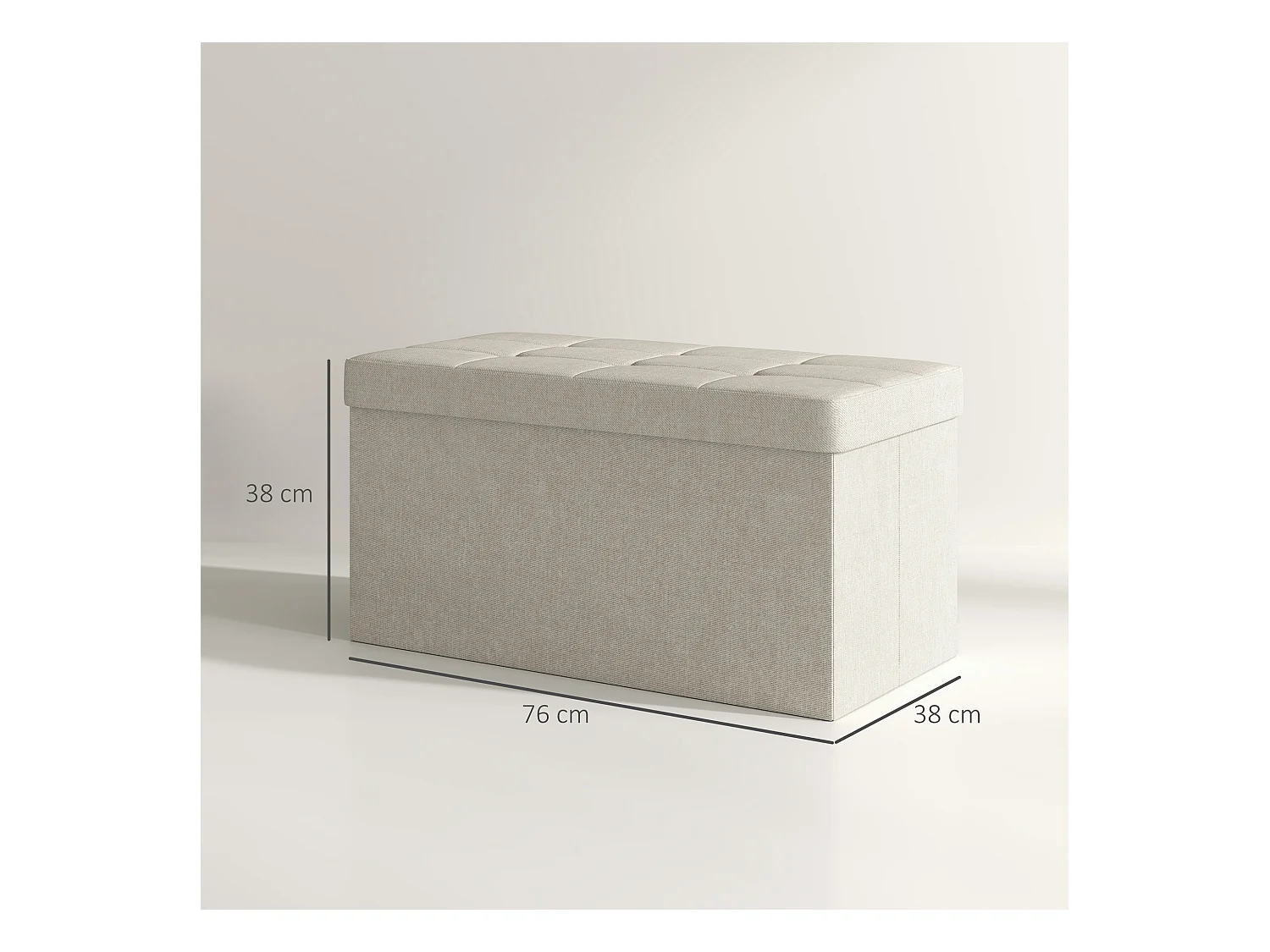 Banc coffre style Chesterfield effet capitonné dim.76L x 38l x 38H cm tissu blanc cassé