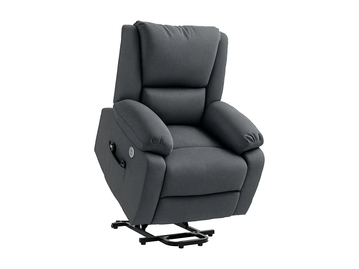 Fauteuil releveur relax massant électrique réglable - fonction chauffante, repose-pied, ports USB, télécommandes - tissu gris