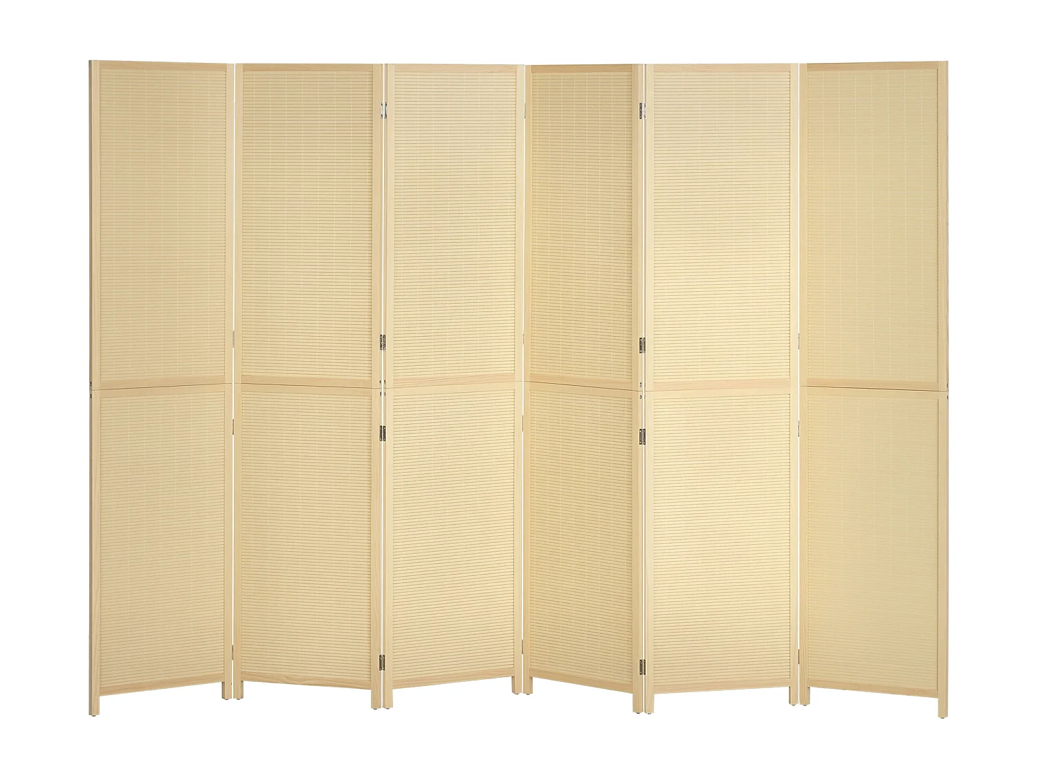 Paravent séparateur de pièce 6 panneaux pliables dim. 270L x 180H cm bois de bambou