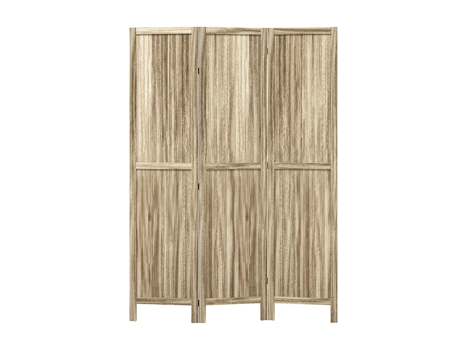 Paravent séparateur de pièce 3 panneaux pliables dim. 120L x 170H cm bois de pawlonia