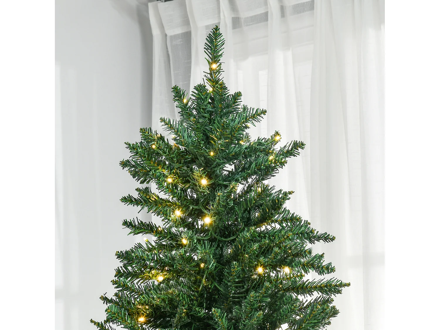 Sapin de Noël artificiel lumineux LED x 700 blanc chaud + support pied Ø 132 x 210H cm 2154 branches vert