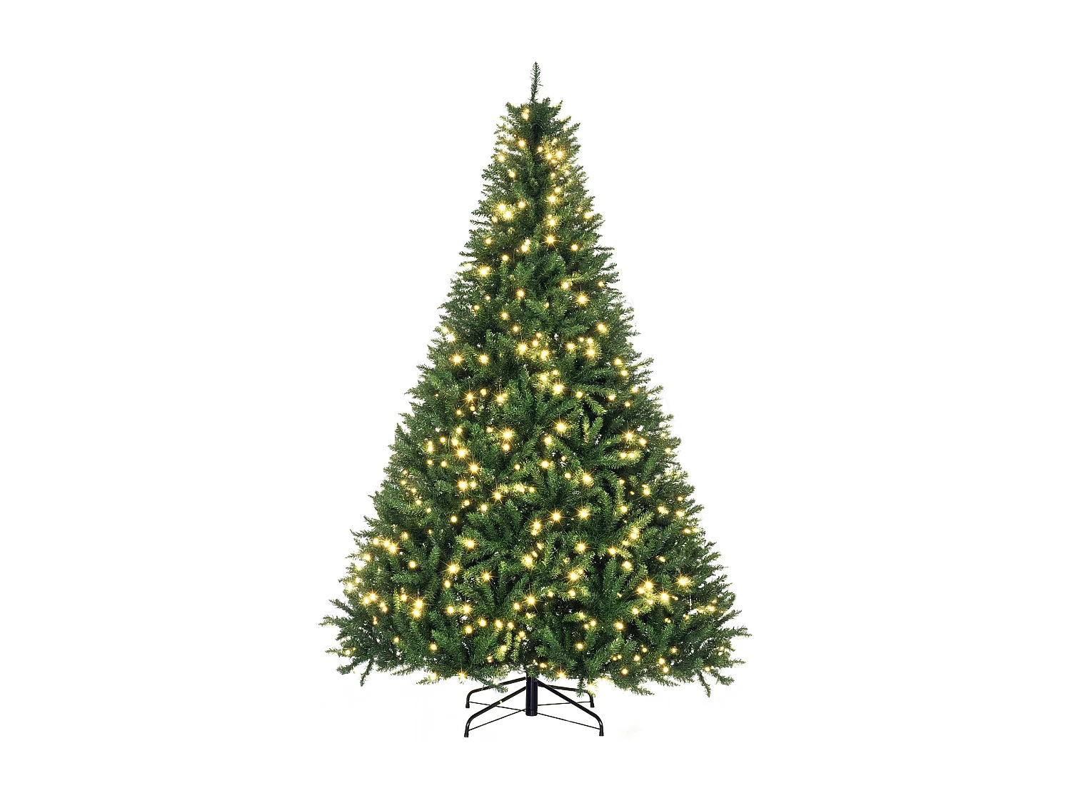 Sapin de Noël artificiel lumineux LED x 700 blanc chaud + support pied Ø 132 x 210H cm 2154 branches vert