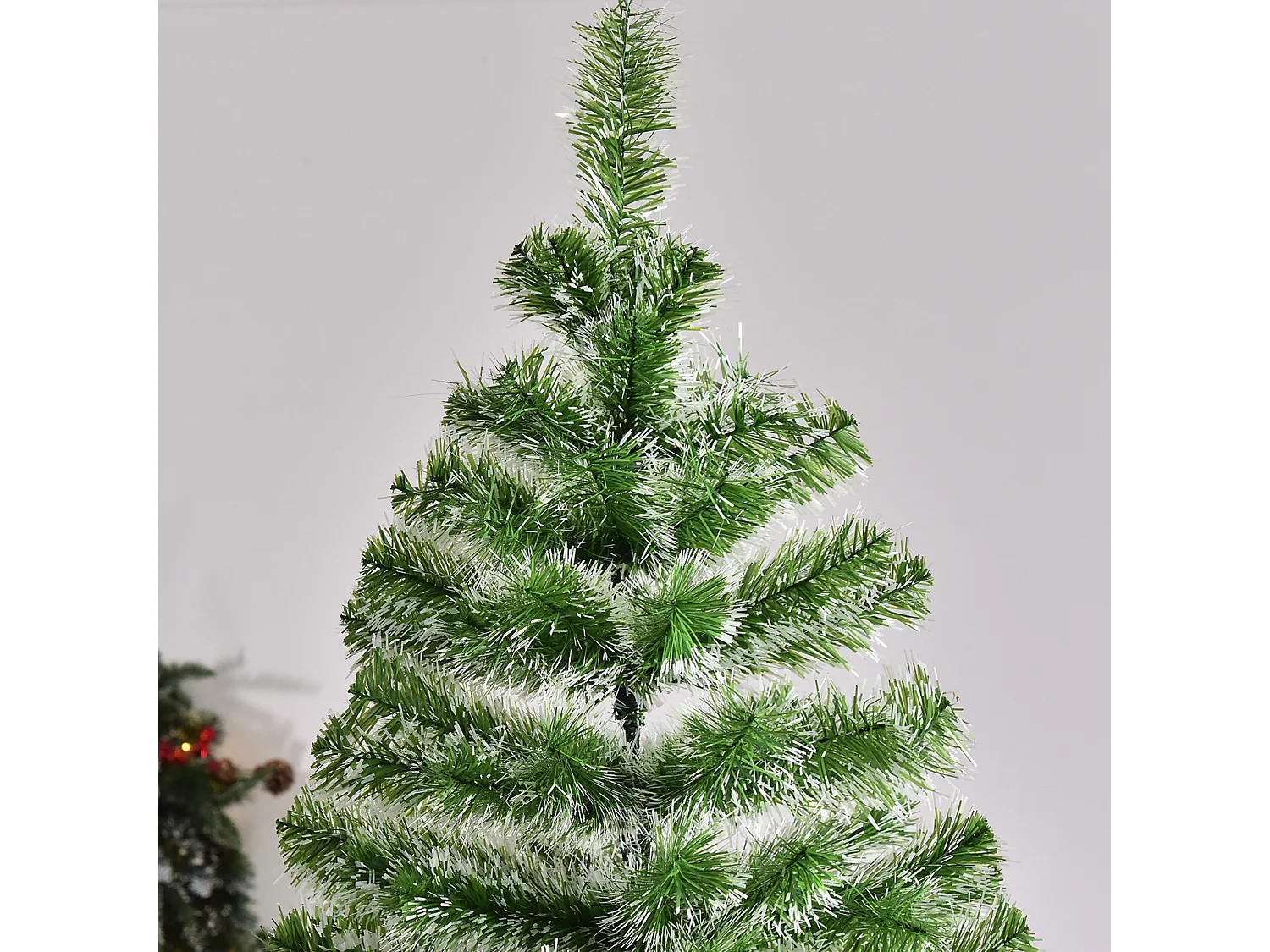 Sapin de Noël artificiel aspect enneigé Ø 100 x 210H cm 968 branches épines imitation Nordmann grand réalisme