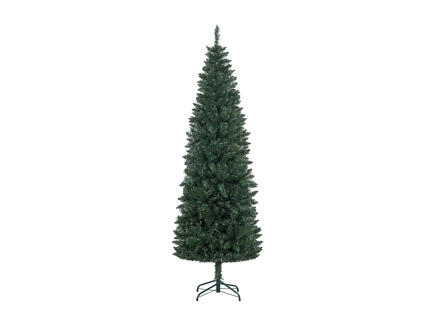 Sapin de Noël artificiel 210 cm slim avec support en acier pliable, 687 branches épines, décoration de Noël effet réaliste, vert