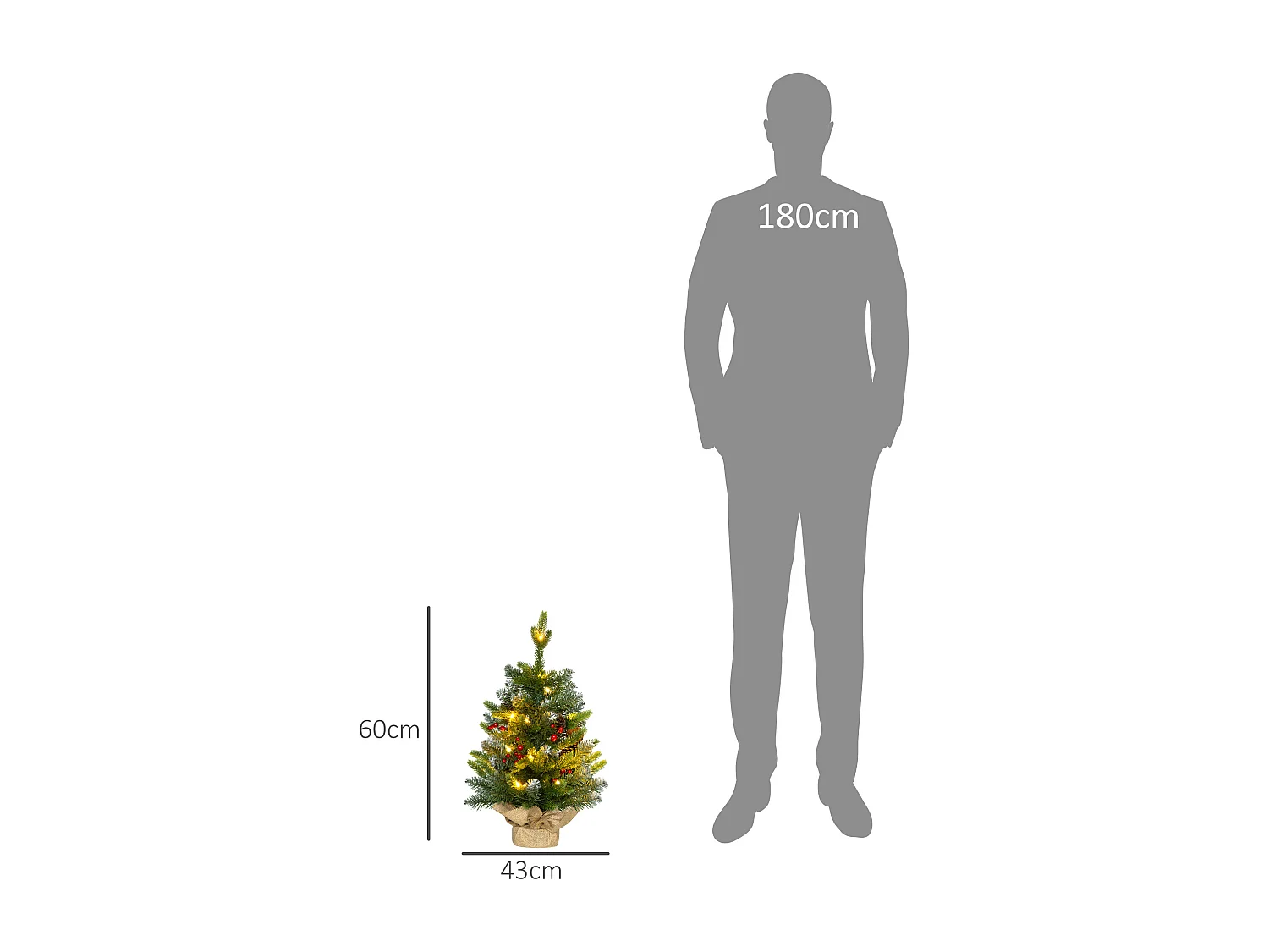 Mini sapin de Noël avec éclairage LED - petit sapin de Noël artificiel - décoration de Noël - 60 cm