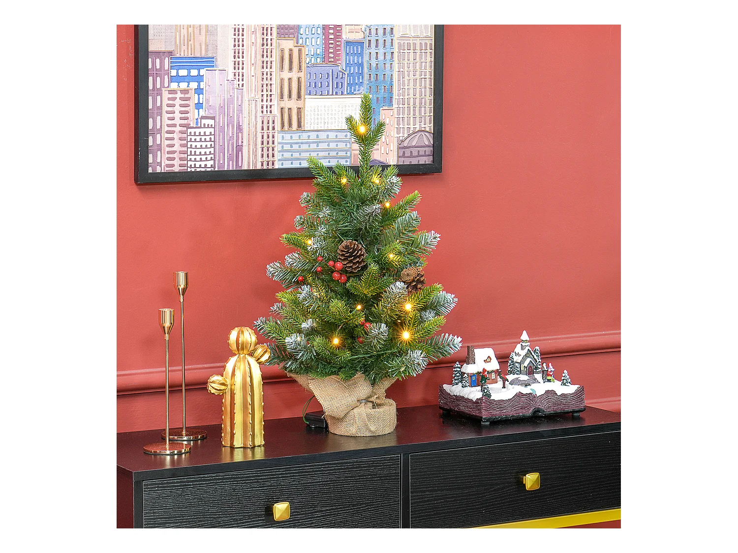 Mini sapin de Noël avec éclairage LED - petit sapin de Noël artificiel - décoration de Noël - 60 cm
