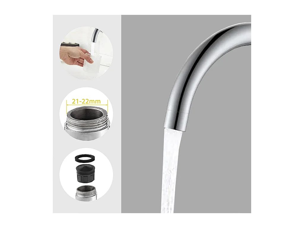 Rubinetto da cucina miscelatore monocomando con beccuccio alto girevole 360, cromato