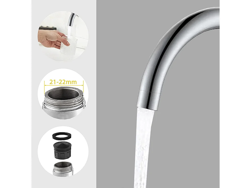 Rubinetto da cucina miscelatore monocomando con beccuccio alto girevole 360, cromato