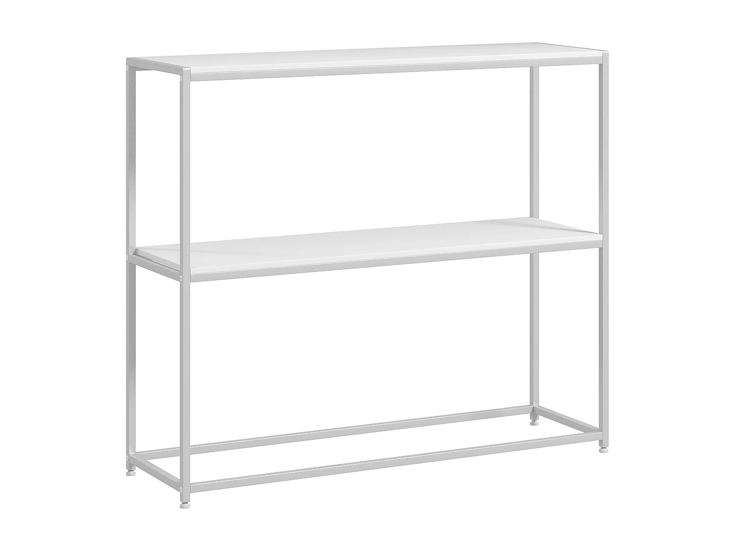 Table console plateau étagère dim. 100L x 30l x 87H cm acier panneaux blanc